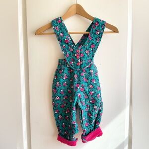 Vintage 80s 90s Floral Print Bubble Overalls Cross back Size 12M Kidcore USA